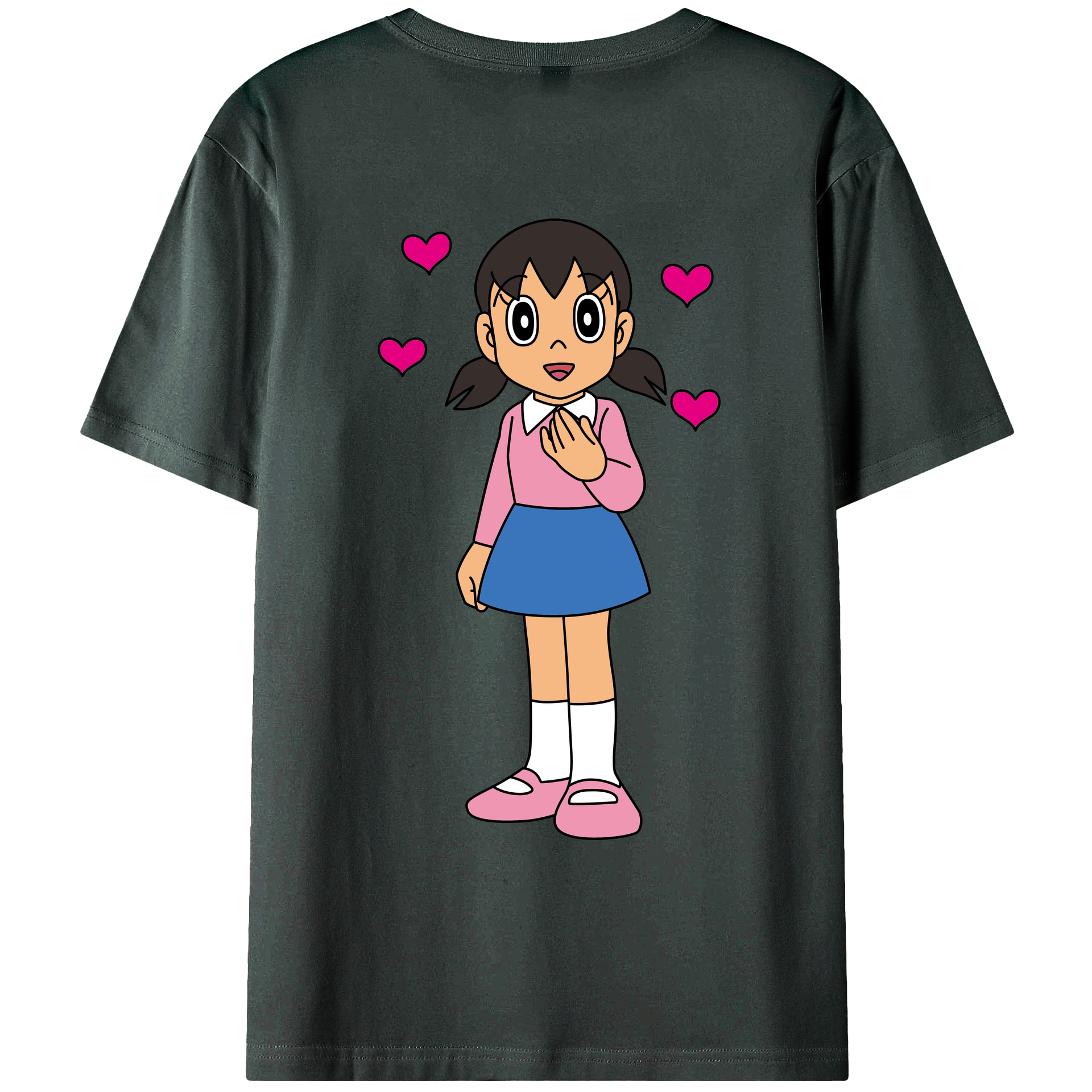 （画像用） ドラえもん みなもと しずか Doraemon Shizuka Minamoto 綿100％ メンズ半袖Tシャツ（バックプリント） 通気性